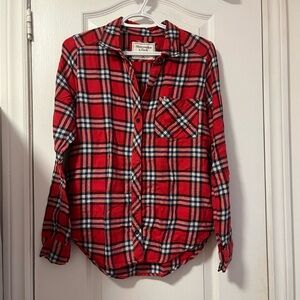 A&F Red Flannel Shirt